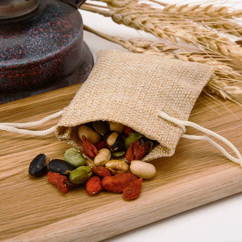 Hapdoo Lot of 50 Burlap Bags with Drawstring Gift Bags Jewelry Pouches Sacks for Wedding Party and DIY Craft, 5 x 3.5 Inches - Image 3